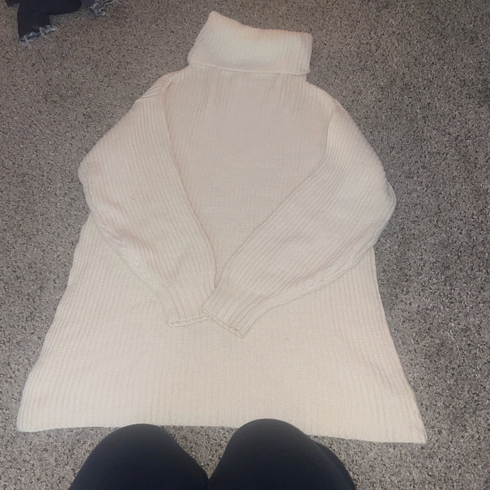 Free People Cream Slit Sweater